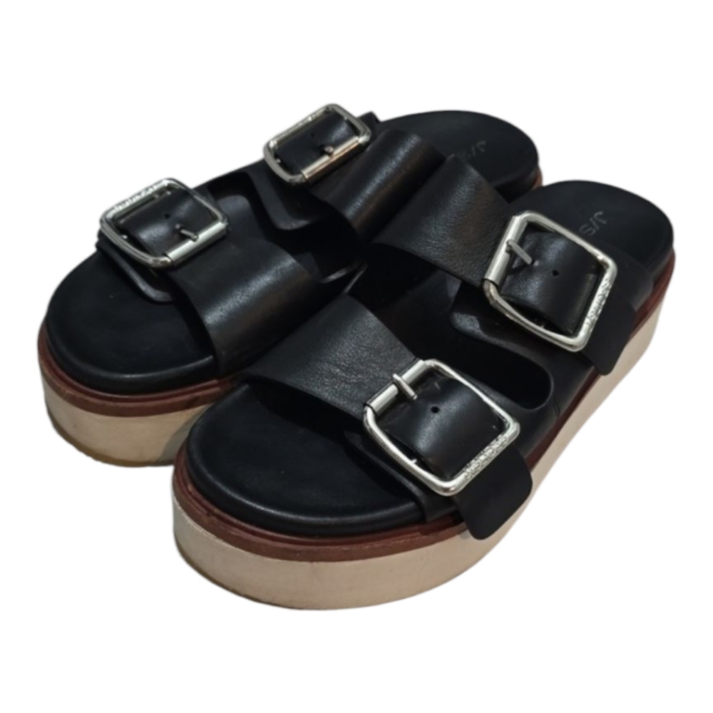 J Slides Black Platform Sandals with Buckle Detail Size 8 - Picture 3 of 7